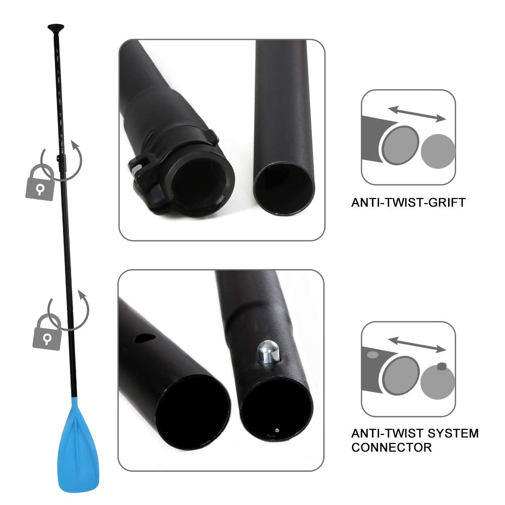 SUP Paddle - 3 Pieces Adjustable Aluminium SUP Paddle Alloy Shaft Paddle Board Paddles with Glass Fiber Blade for Surfing, Floating,Water Sport