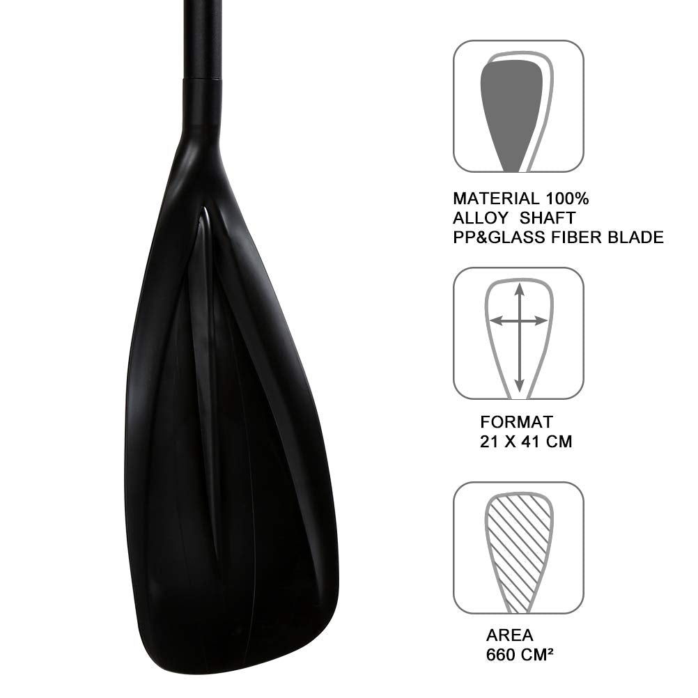 SUP Paddle - 3 Pieces Adjustable Aluminium SUP Paddle Alloy Shaft Paddle Board Paddles with Glass Fiber Blade for Surfing, Floating,Water Sport