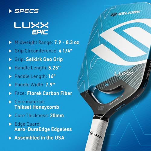 Selkirk LUXX Control Pickleball Paddle | Carbon Fiber Paddle with Polypropylene X7 Core | Designed for Unmatched Control and Added Power
