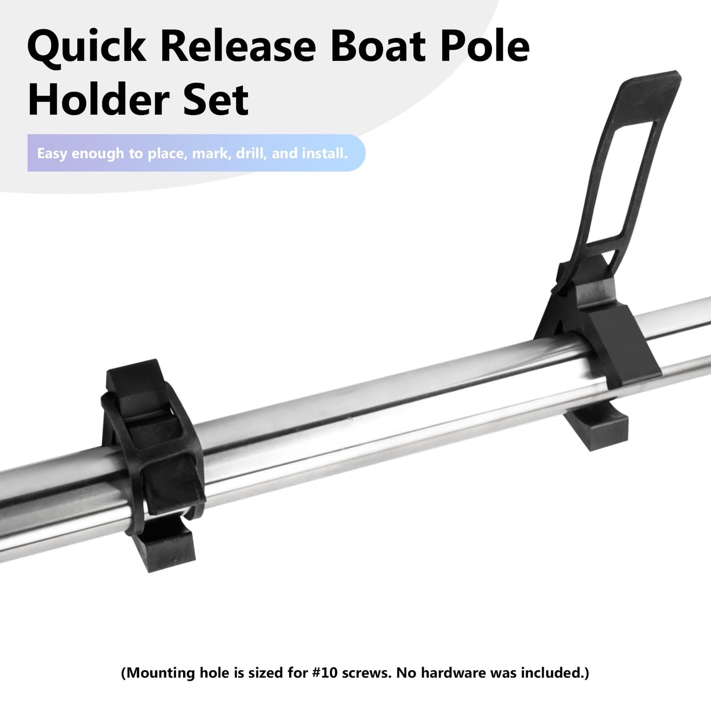 Boat Hook Holders, Rubber Push Pole Holder Quick Release Oar & Pole Holders with Modified Rubber Strap, Spring Clips Boat Paddle Holder Fit for Gaff, Anchor Pole, Oar, Paddle, Push Pole, 2 Pack