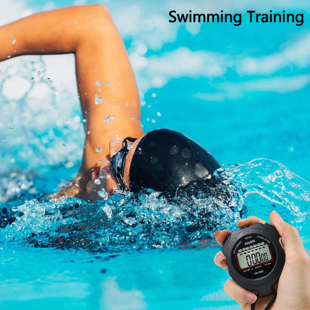 Stopwatch Timer Lap Split Digital Stopwatch with Clock Calendar Alarm, Large Display Stopwatch for Sports Coaches Swimming Running