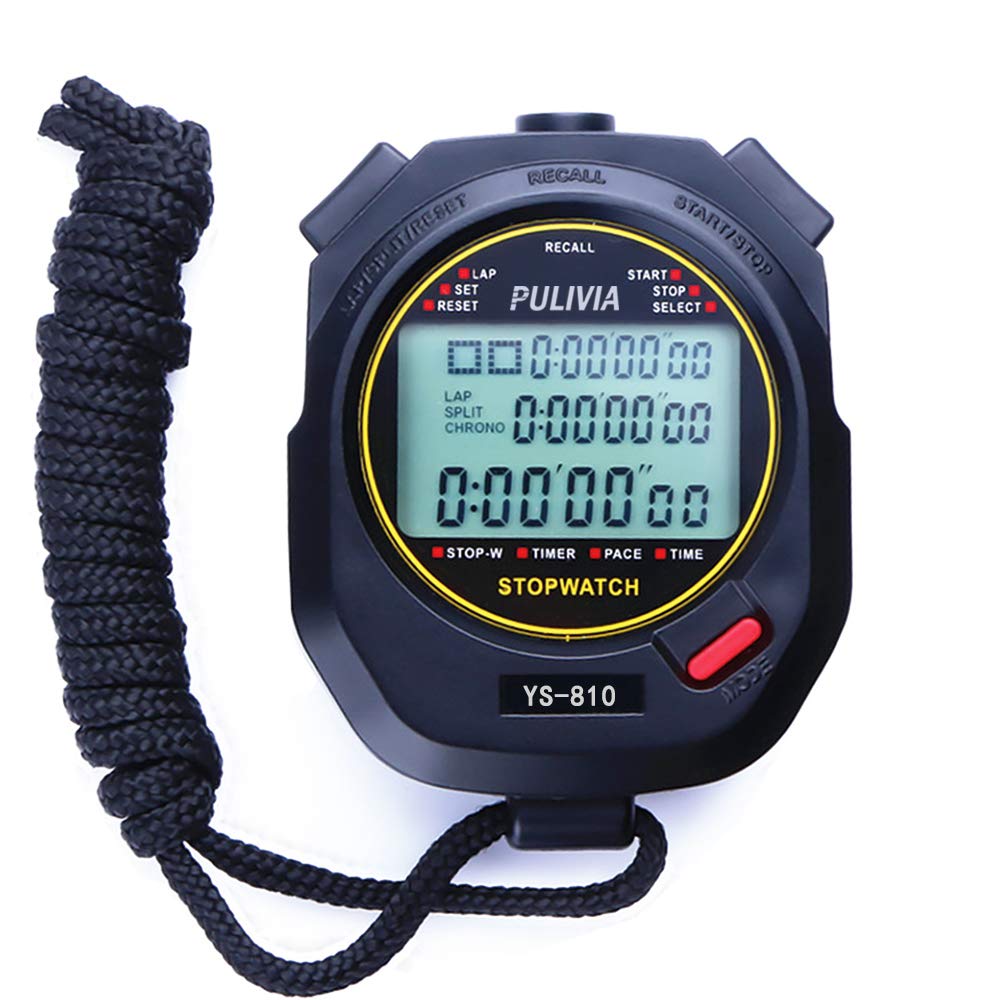 Stopwatch Timer Lap Split Digital Stopwatch with Clock Calendar Alarm, Large Display Stopwatch for Sports Coaches Swimming Running