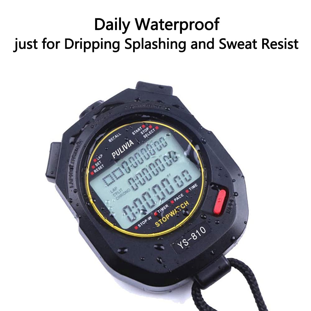 Stopwatch Timer Lap Split Digital Stopwatch with Clock Calendar Alarm, Large Display Stopwatch for Sports Coaches Swimming Running