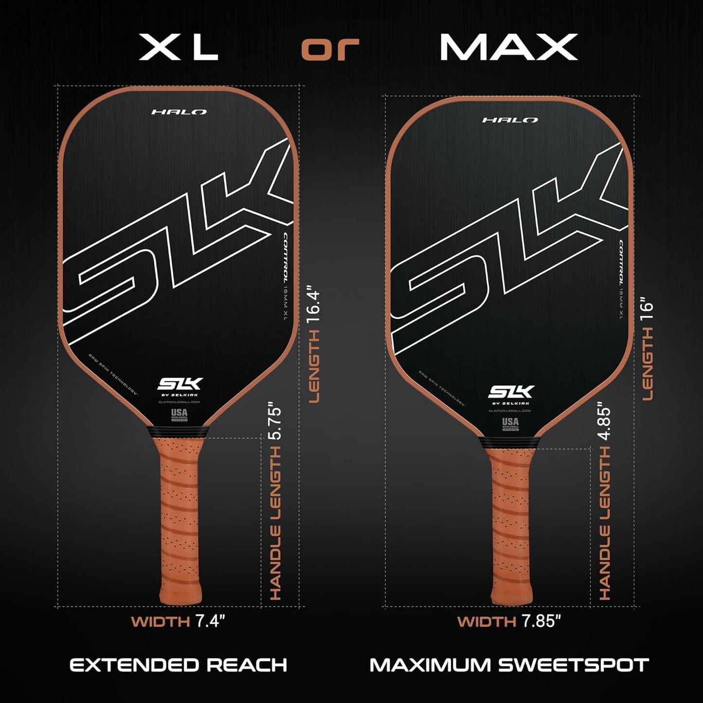 Selkirk Sport SLK Halo Raw Carbon Fiber Pickleball Paddle | Designed in The USA | Choose from The T700 Raw Carbon Fiber Power, The 18k Ultraweave Control, or The Kevlar Linkweave Thermoformed Pro