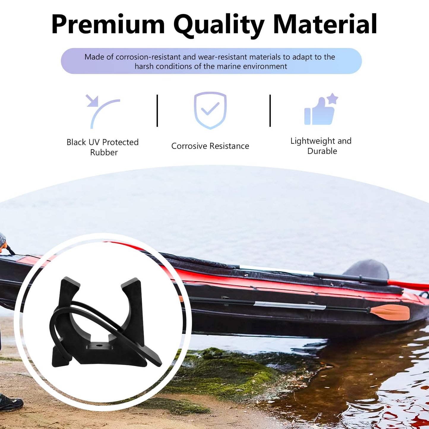 Boat Hook Holders, Rubber Push Pole Holder Quick Release Oar & Pole Holders with Modified Rubber Strap, Spring Clips Boat Paddle Holder Fit for Gaff, Anchor Pole, Oar, Paddle, Push Pole, 2 Pack