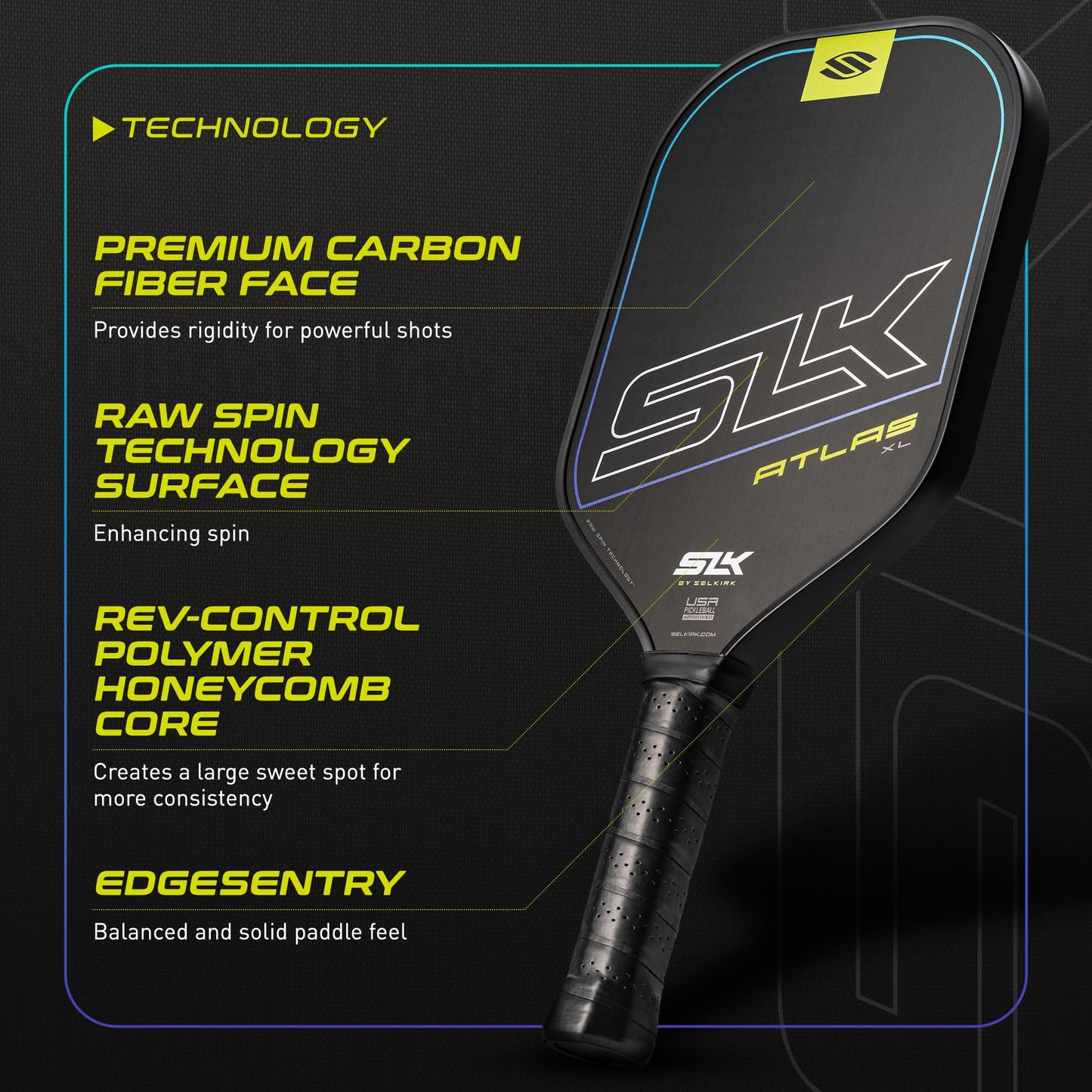 Selkirk Sport Atlas Pickleball Paddle | SLK Raw Carbon Fiber Pickleball Paddle Set | The Perfect Starter for Any Upcoming Pickleball Player