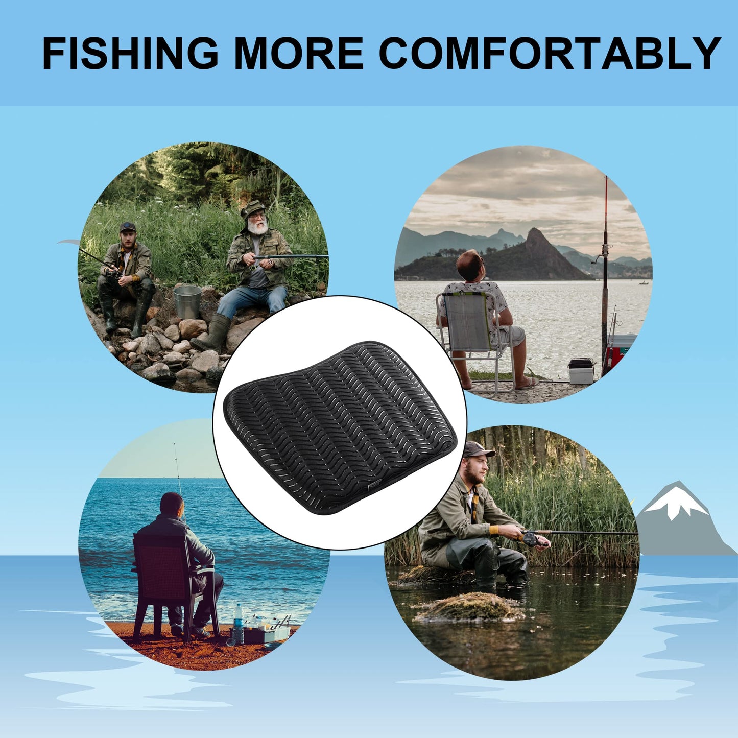 Anti Slip Kayak Seat Cushion for Kayaking,Canoeing,Drifting,Rafting,Fishing and More(15" L 12.2" W 1.02" H)