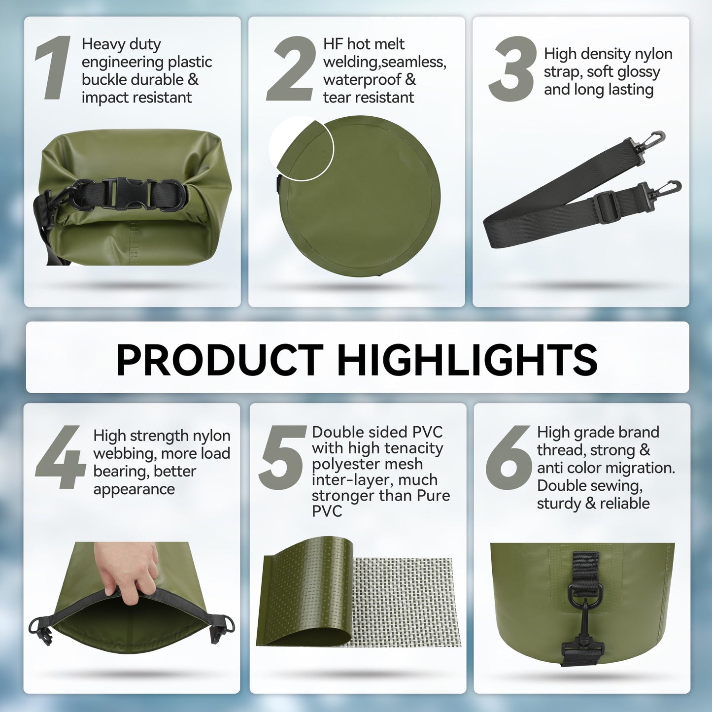 MARCHWAY Floating Waterproof Dry Bag Backpack 5L/10L/20L/30L/40L, Roll Top Sack Keeps Gear Dry for Kayaking, Rafting, Boating, Swimming, Camping, Hiking, Beach, Fishing