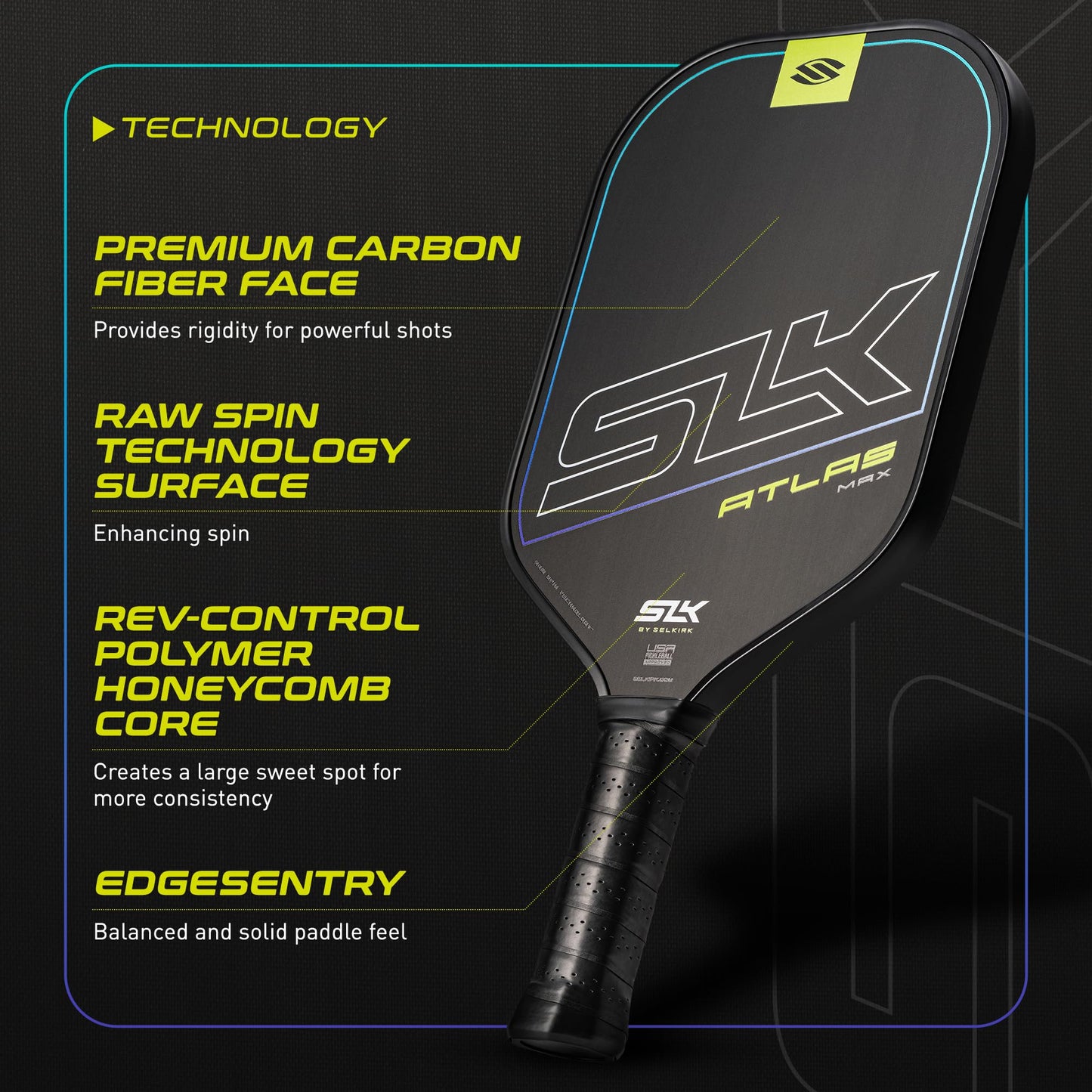 Selkirk Sport Atlas Pickleball Paddle | SLK Raw Carbon Fiber Pickleball Paddle Set | The Perfect Starter for Any Upcoming Pickleball Player