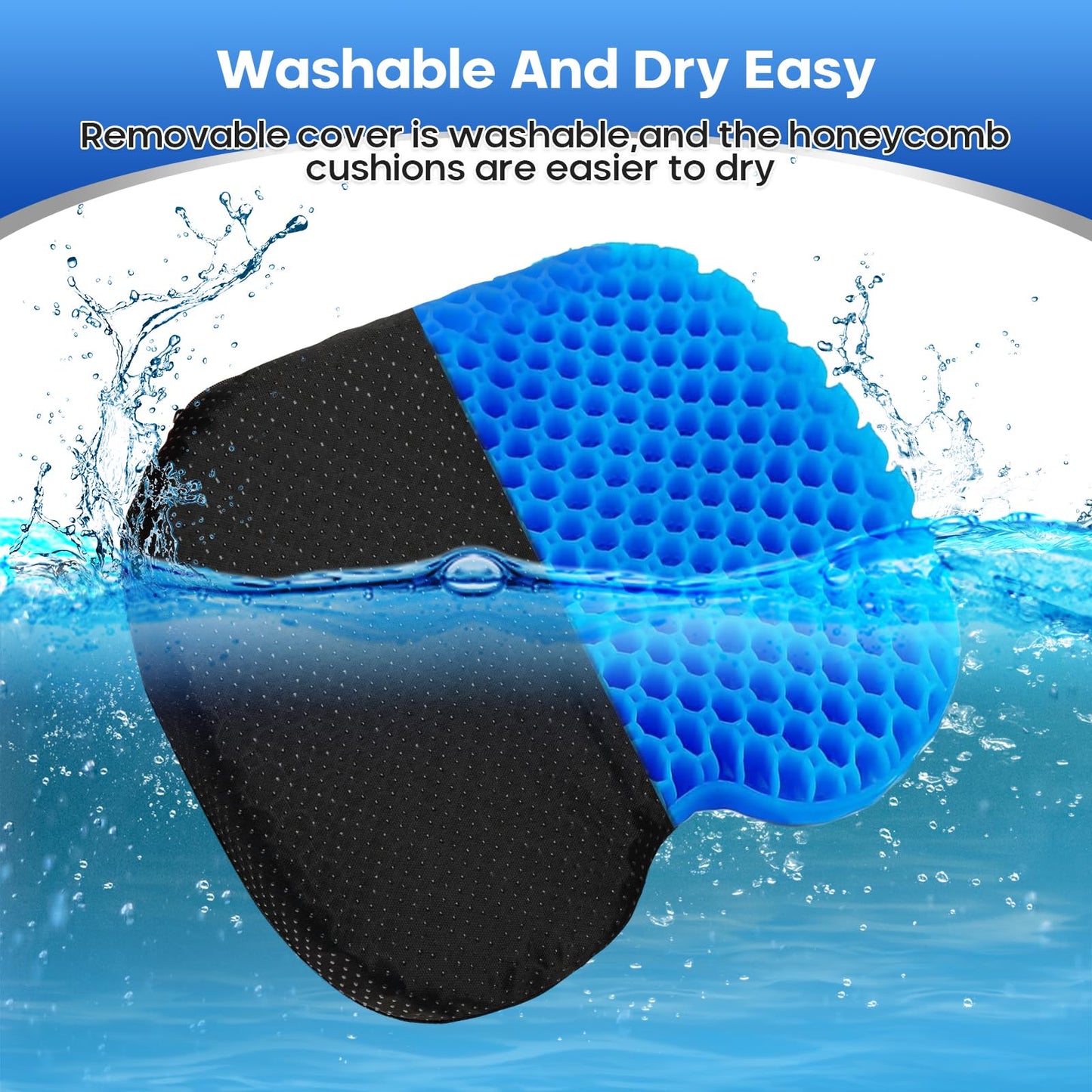 Anti Slip Kayak Gel Seat Cushion with Cover, Waterproof Seat Cushion Kayak Seat Pad for Sit in Inflatable Kayak, Canoe & Boat Fishing, Rowing, Lifetime Kayak Accessories,Office(Black)
