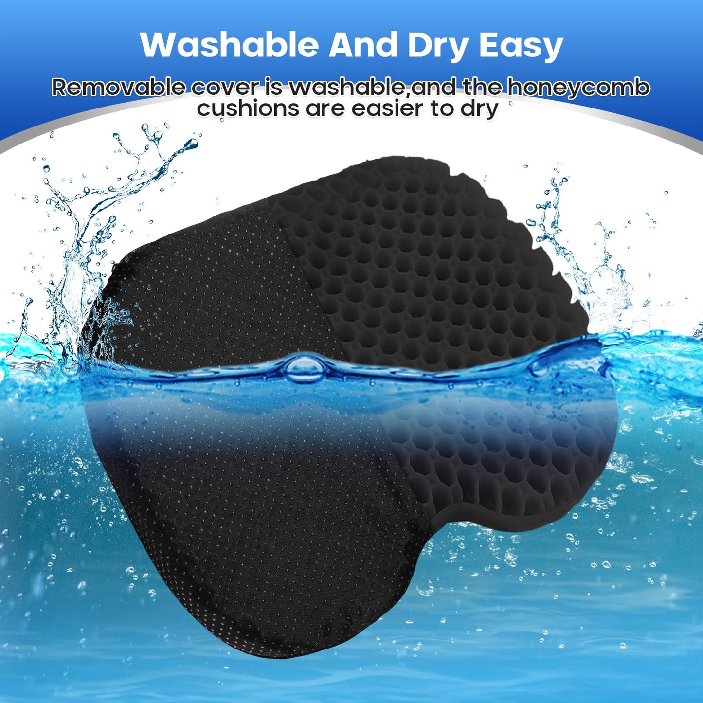 Anti Slip Kayak Gel Seat Cushion with Cover, Waterproof Seat Cushion Kayak Seat Pad for Sit in Inflatable Kayak, Canoe & Boat Fishing, Rowing, Lifetime Kayak Accessories,Office(Black)