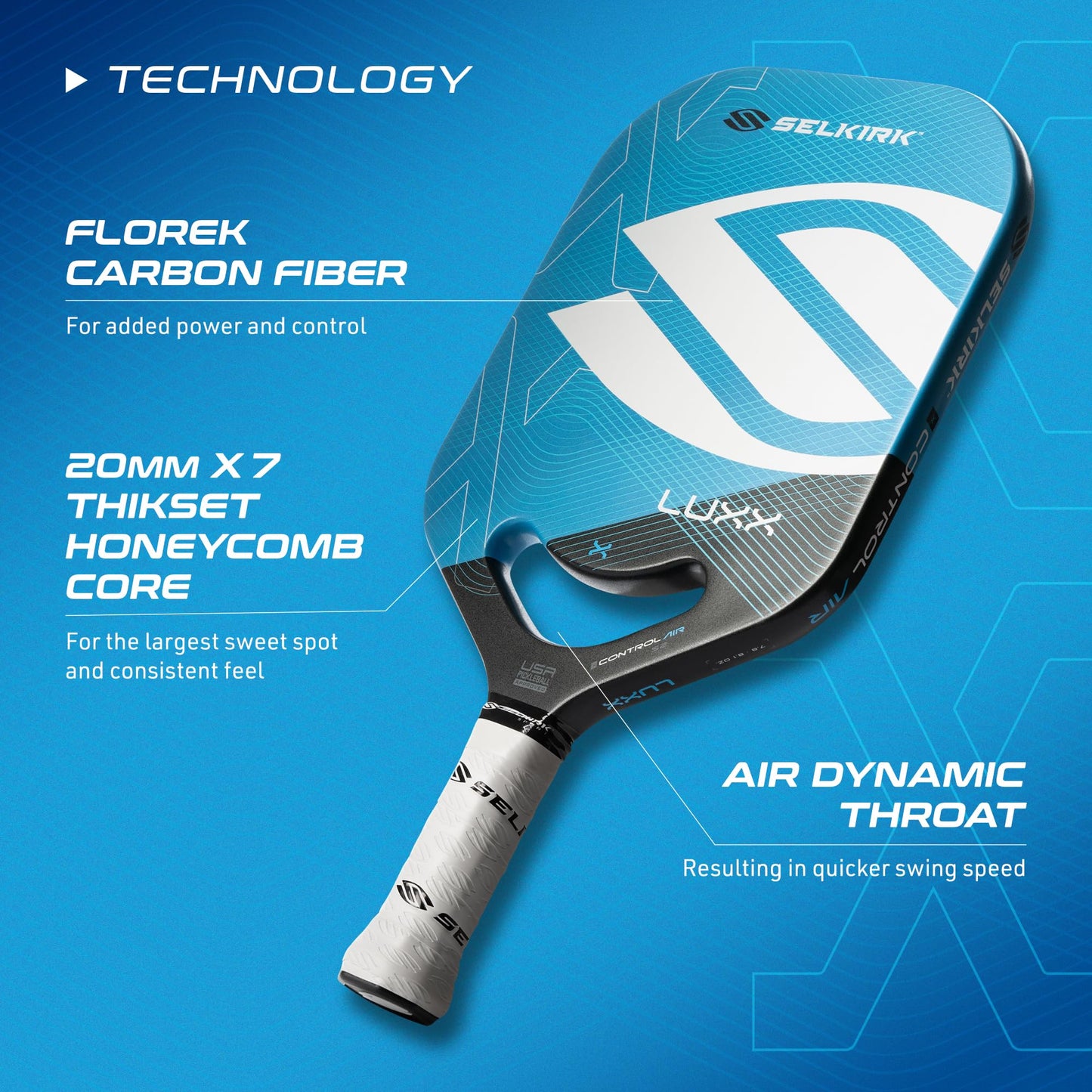 Selkirk LUXX Control Pickleball Paddle | Carbon Fiber Paddle with Polypropylene X7 Core | Designed for Unmatched Control and Added Power