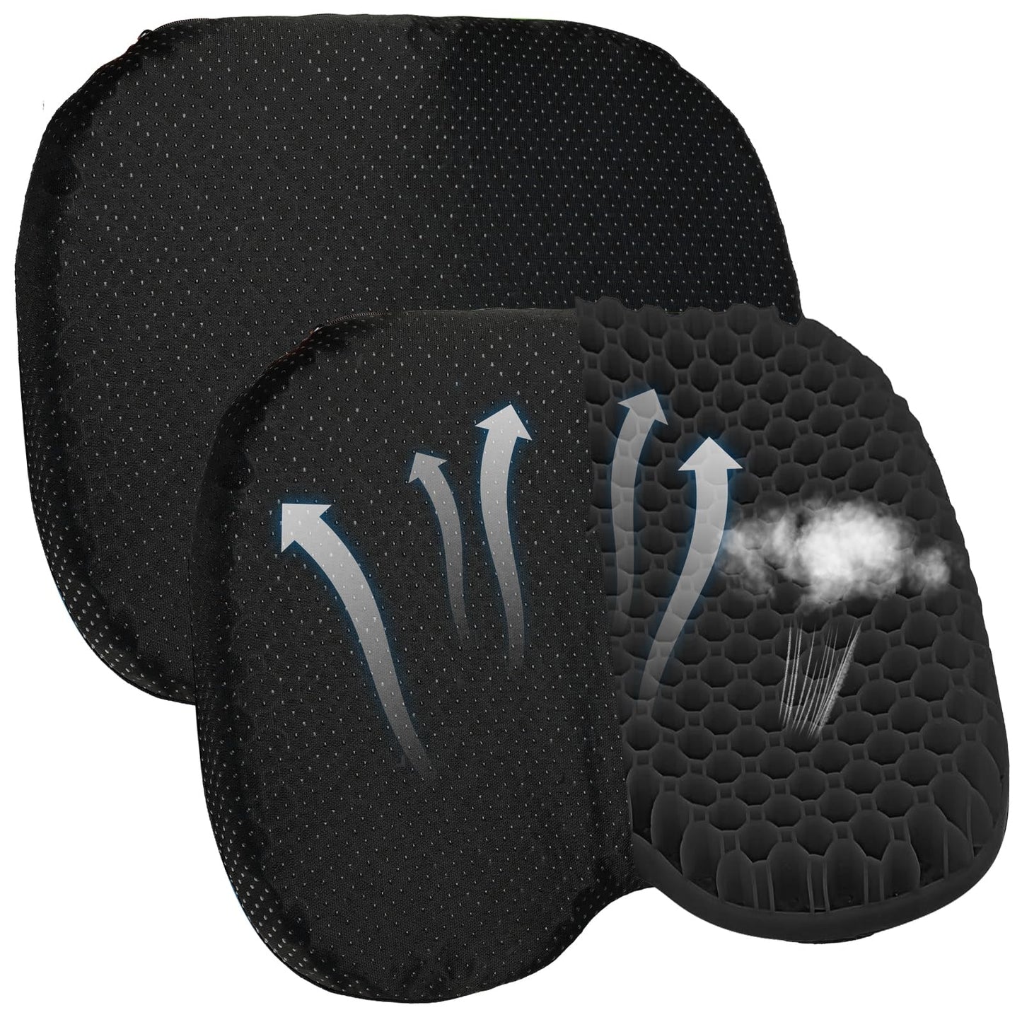 Anti Slip Kayak Gel Seat Cushion with Cover, Waterproof Seat Cushion Kayak Seat Pad for Sit in Inflatable Kayak, Canoe & Boat Fishing, Rowing, Lifetime Kayak Accessories,Office(Black)