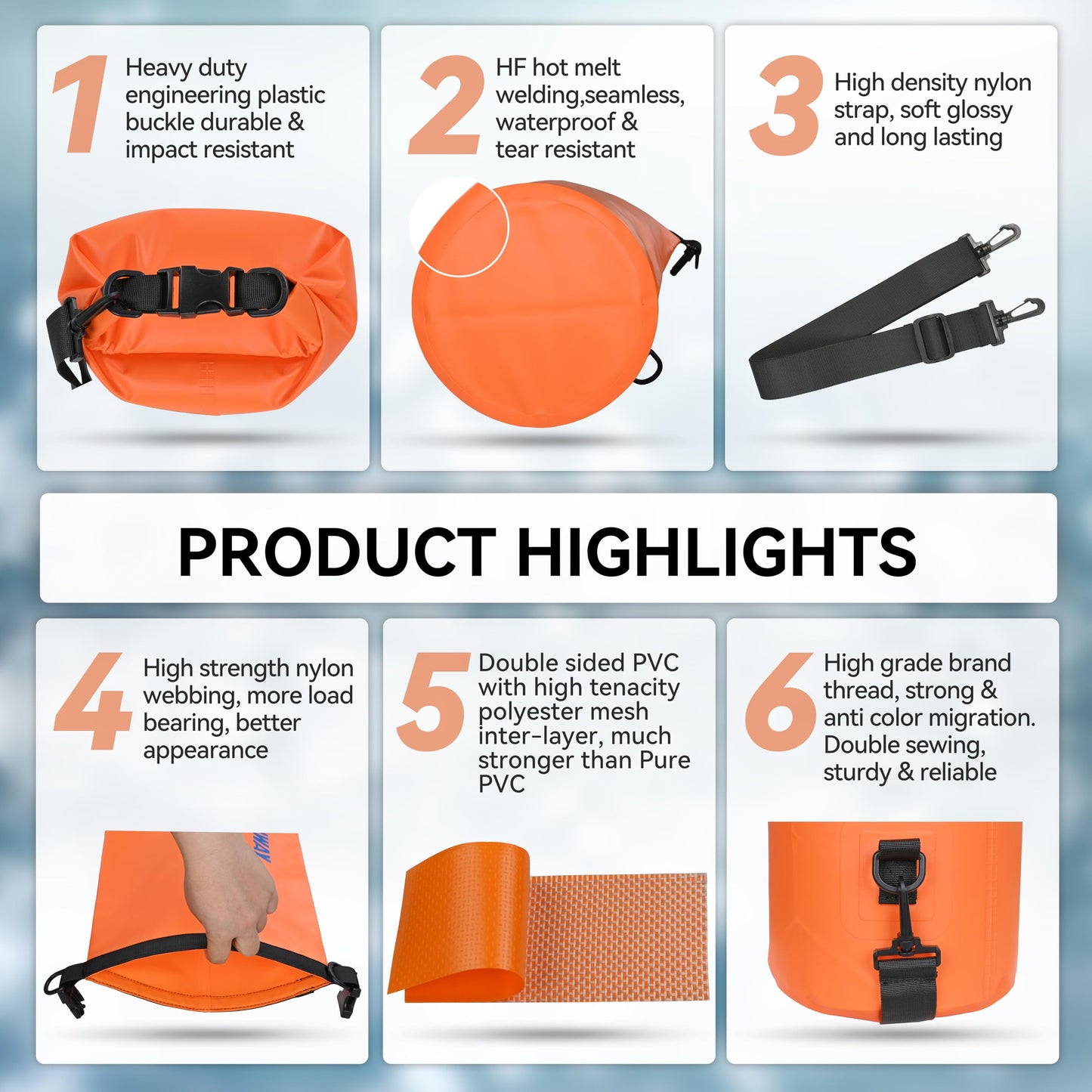 MARCHWAY Floating Waterproof Dry Bag Backpack 5L/10L/20L/30L/40L, Roll Top Sack Keeps Gear Dry for Kayaking, Rafting, Boating, Swimming, Camping, Hiking, Beach, Fishing
