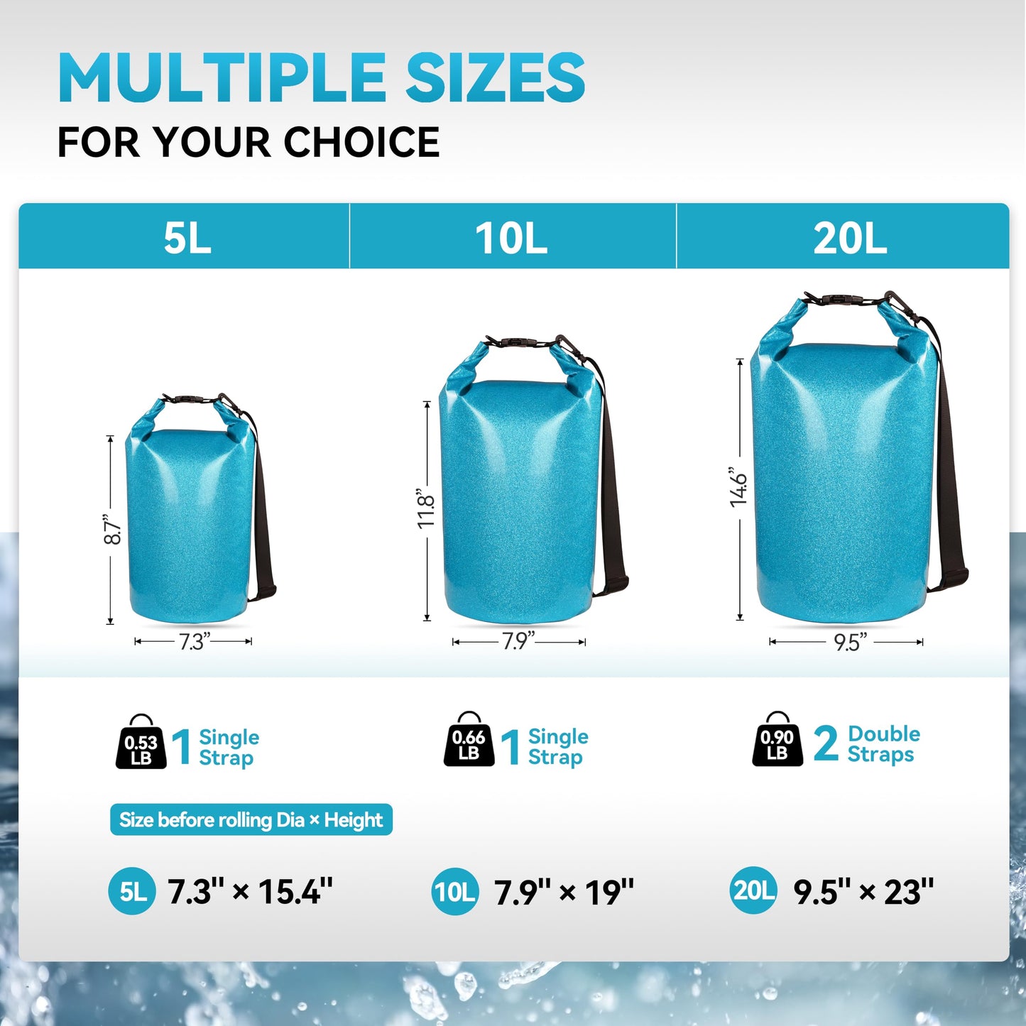 MARCHWAY Floating Waterproof Dry Bag Backpack 5L/10L/20L/30L/40L, Roll Top Sack Keeps Gear Dry for Kayaking, Rafting, Boating, Swimming, Camping, Hiking, Beach, Fishing