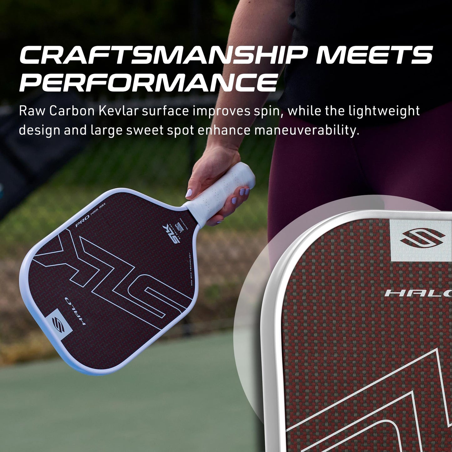 Selkirk Sport SLK Halo Raw Carbon Fiber Pickleball Paddle | Designed in The USA | Choose from The T700 Raw Carbon Fiber Power, The 18k Ultraweave Control, or The Kevlar Linkweave Thermoformed Pro
