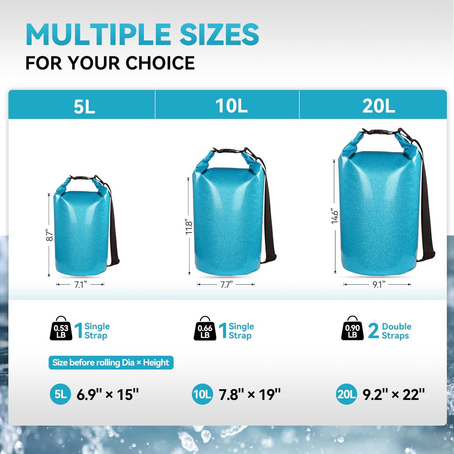 MARCHWAY Floating Waterproof Dry Bag Backpack 5L/10L/20L/30L/40L, Roll Top Sack Keeps Gear Dry for Kayaking, Rafting, Boating, Swimming, Camping, Hiking, Beach, Fishing
