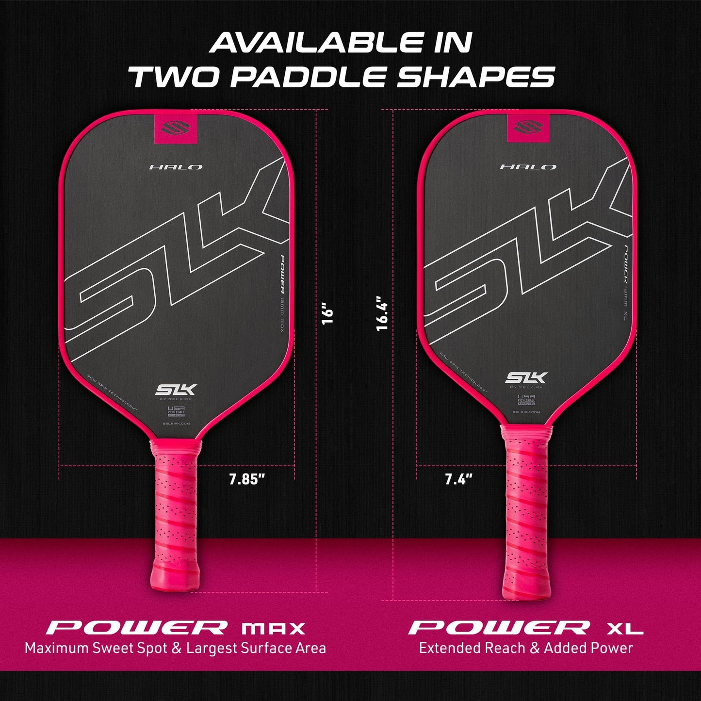 Selkirk Sport SLK Halo Raw Carbon Fiber Pickleball Paddle | Designed in The USA | Choose from The T700 Raw Carbon Fiber Power, The 18k Ultraweave Control, or The Kevlar Linkweave Thermoformed Pro