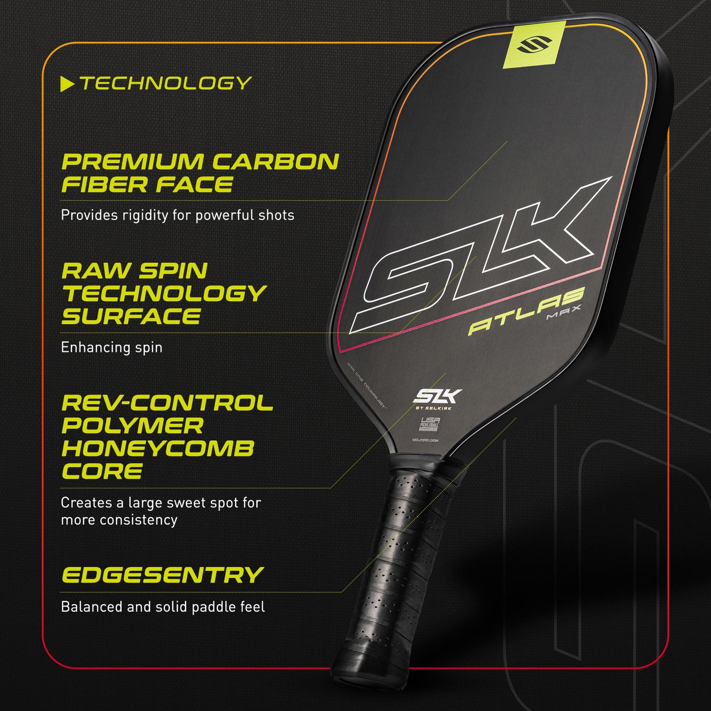 Selkirk Sport Atlas Pickleball Paddle | SLK Raw Carbon Fiber Pickleball Paddle Set | The Perfect Starter for Any Upcoming Pickleball Player