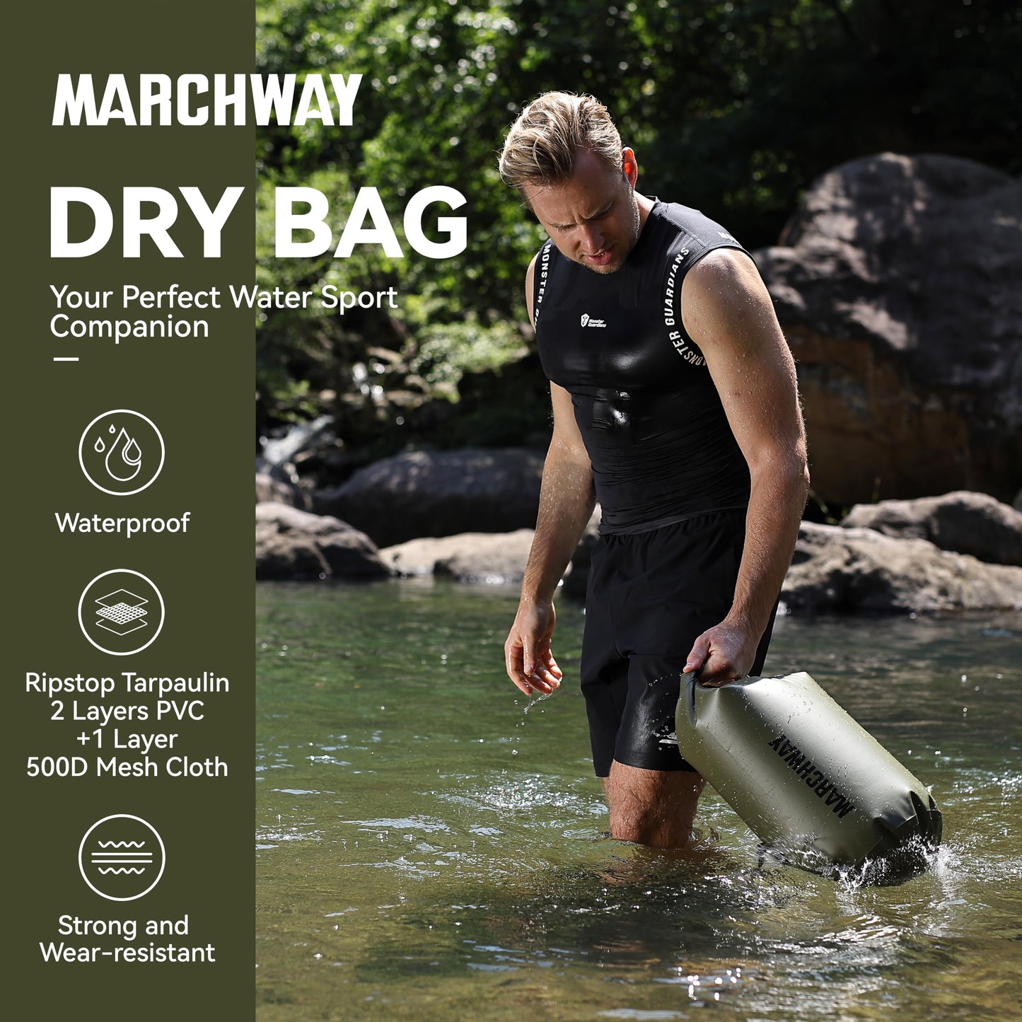 MARCHWAY Floating Waterproof Dry Bag Backpack 5L/10L/20L/30L/40L, Roll Top Sack Keeps Gear Dry for Kayaking, Rafting, Boating, Swimming, Camping, Hiking, Beach, Fishing