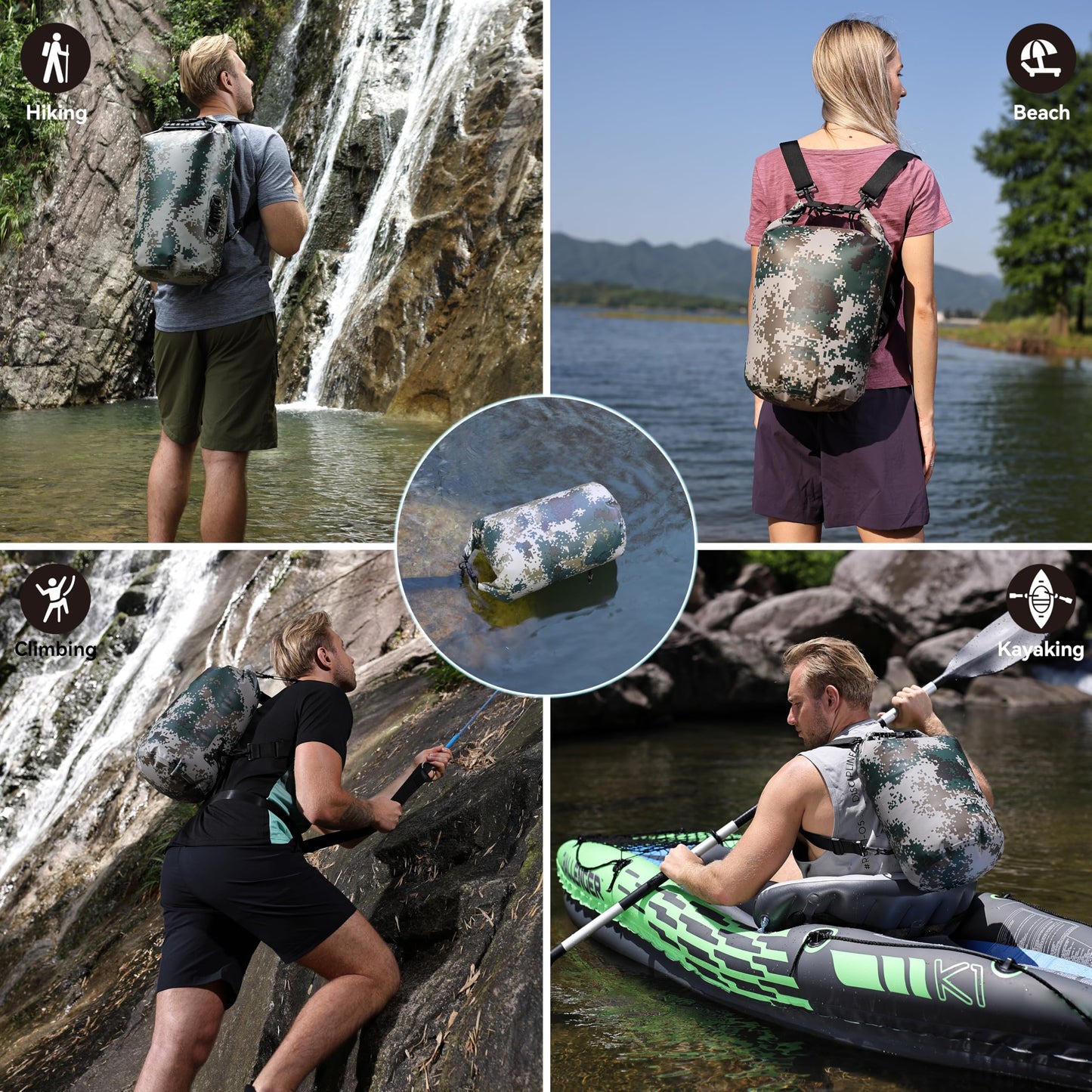 MARCHWAY Floating Waterproof Dry Bag Backpack 5L/10L/20L/30L/40L, Roll Top Sack Keeps Gear Dry for Kayaking, Rafting, Boating, Swimming, Camping, Hiking, Beach, Fishing