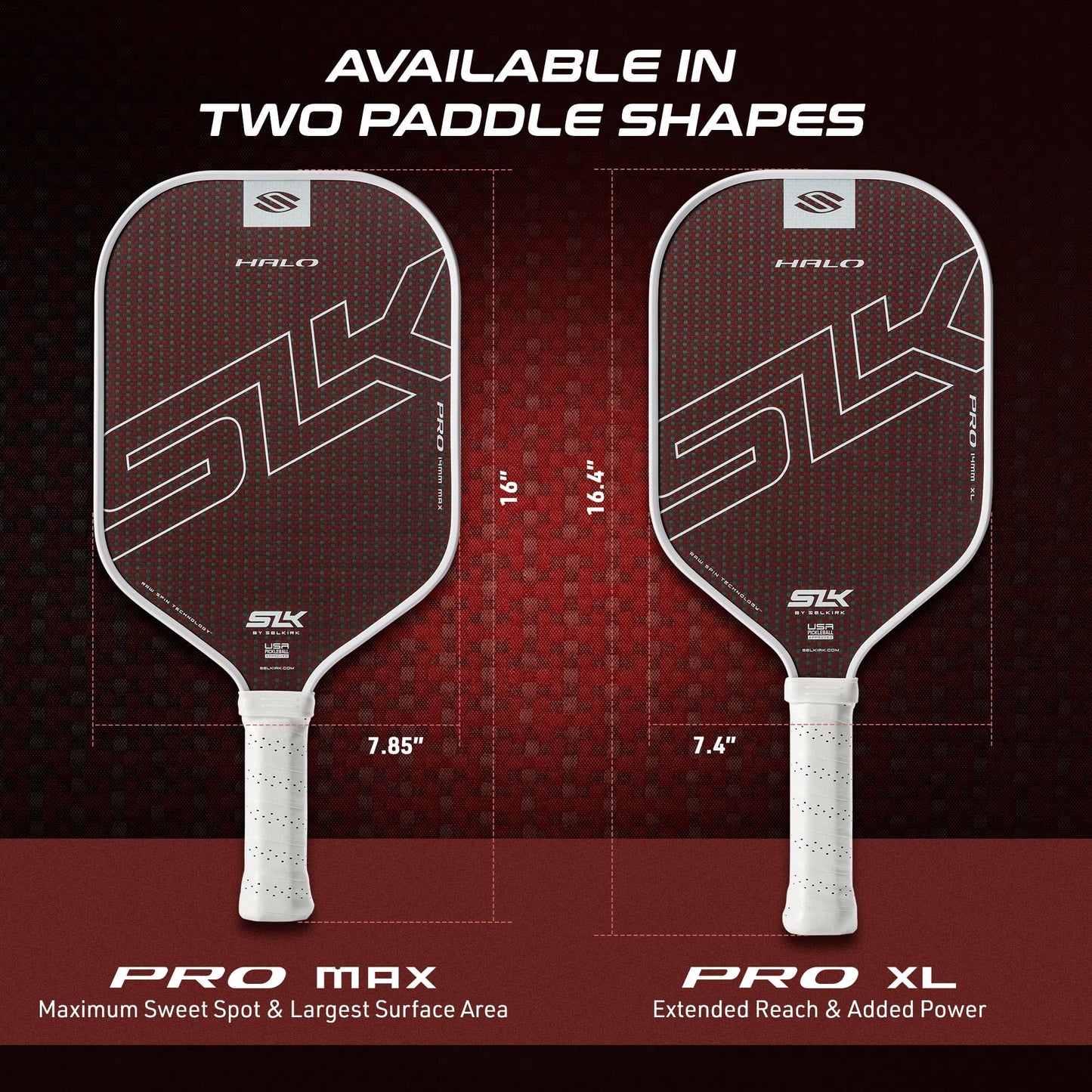 Selkirk Sport SLK Halo Raw Carbon Fiber Pickleball Paddle | Designed in The USA | Choose from The T700 Raw Carbon Fiber Power, The 18k Ultraweave Control, or The Kevlar Linkweave Thermoformed Pro