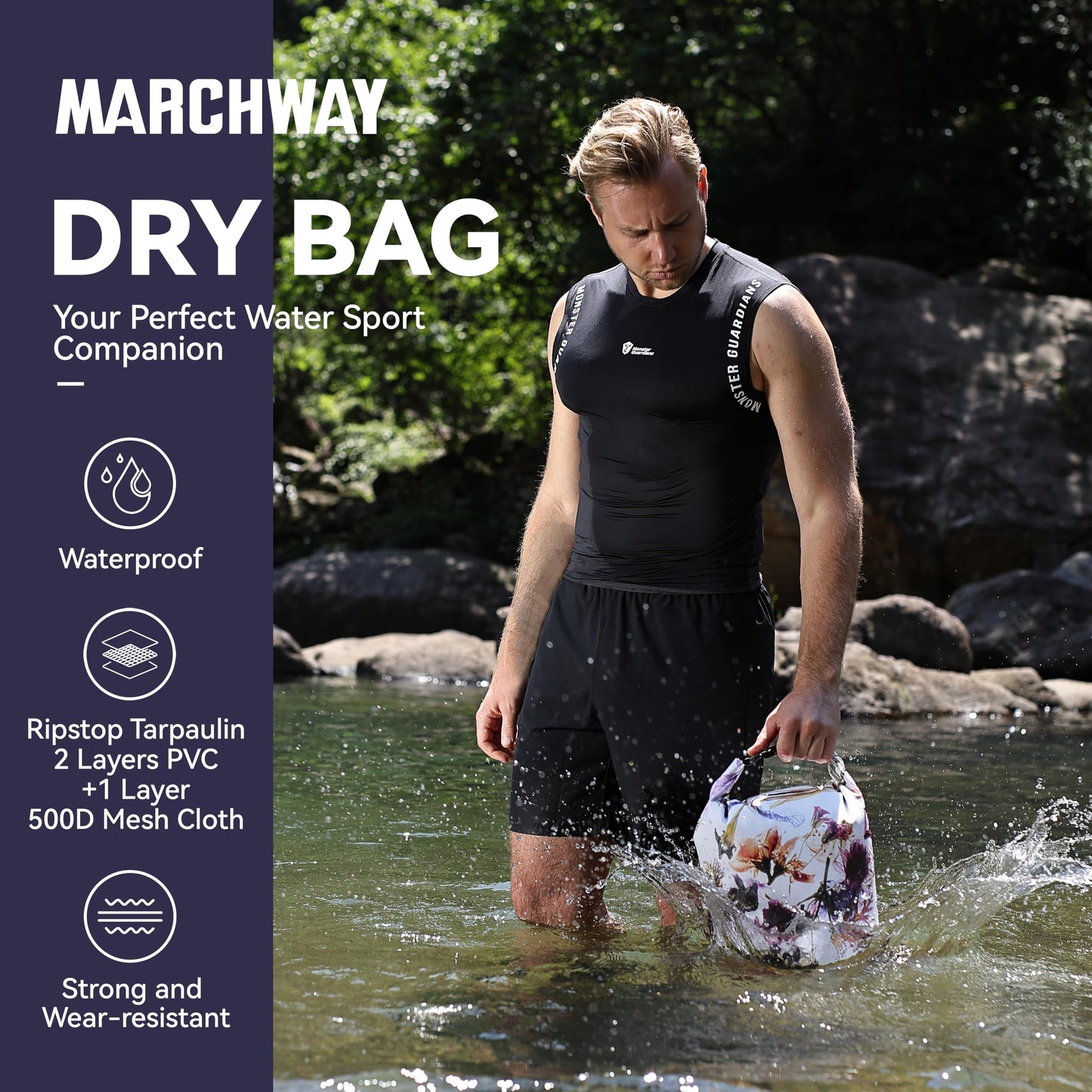 MARCHWAY Floating Waterproof Dry Bag Backpack 5L/10L/20L/30L/40L, Roll Top Sack Keeps Gear Dry for Kayaking, Rafting, Boating, Swimming, Camping, Hiking, Beach, Fishing