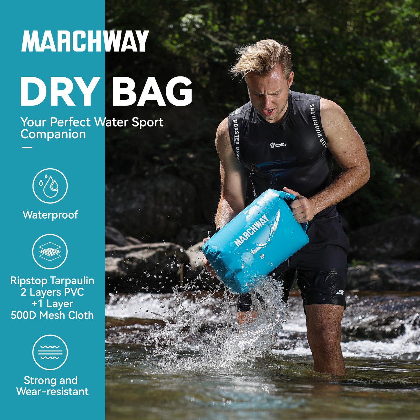 MARCHWAY Floating Waterproof Dry Bag Backpack 5L/10L/20L/30L/40L, Roll Top Sack Keeps Gear Dry for Kayaking, Rafting, Boating, Swimming, Camping, Hiking, Beach, Fishing