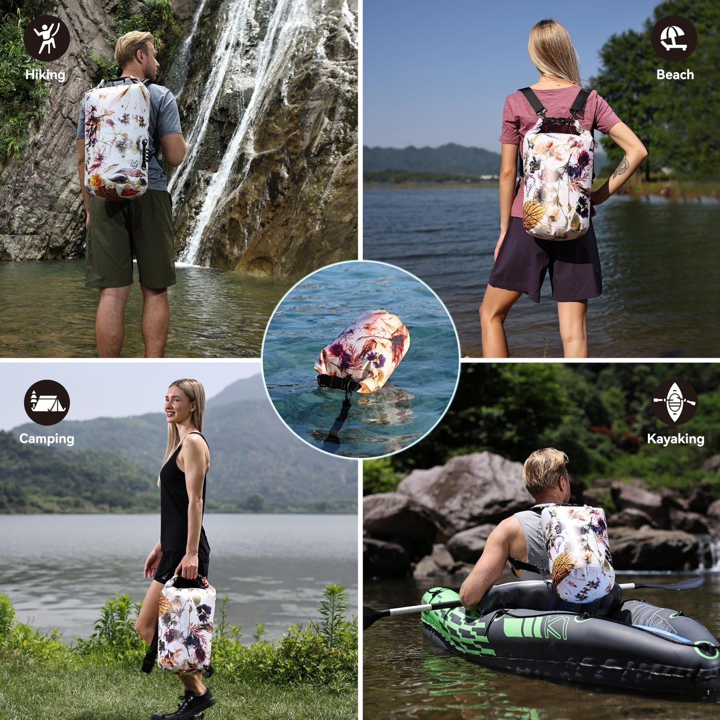 MARCHWAY Floating Waterproof Dry Bag Backpack 5L/10L/20L/30L/40L, Roll Top Sack Keeps Gear Dry for Kayaking, Rafting, Boating, Swimming, Camping, Hiking, Beach, Fishing
