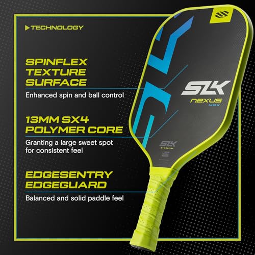 2025 SLK Nexus Pickleball Paddle | SpinFlex Surface and Graphite Pickleball Paddle Face | 13mm SX4 Polymer Core for Ultimate Consistency