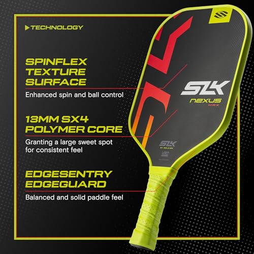 2025 SLK Nexus Pickleball Paddle | SpinFlex Surface and Graphite Pickleball Paddle Face | 13mm SX4 Polymer Core for Ultimate Consistency