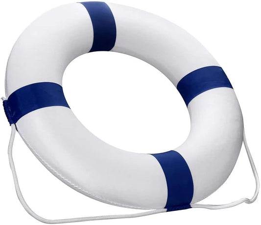 Pool Life Ring 20.5 in,Life Preserver Ring Foam Buoys-Ring Buoy with RopeTape,Blue-418