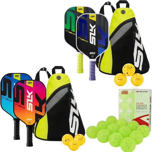 Selkirk Sport SLK Pickleball Paddle Set of 4 | SLK Neo Fiberglass and Graphite Pickleball Paddle Sets + Pro S1 Pickleball Ball 12 Pack Bundle