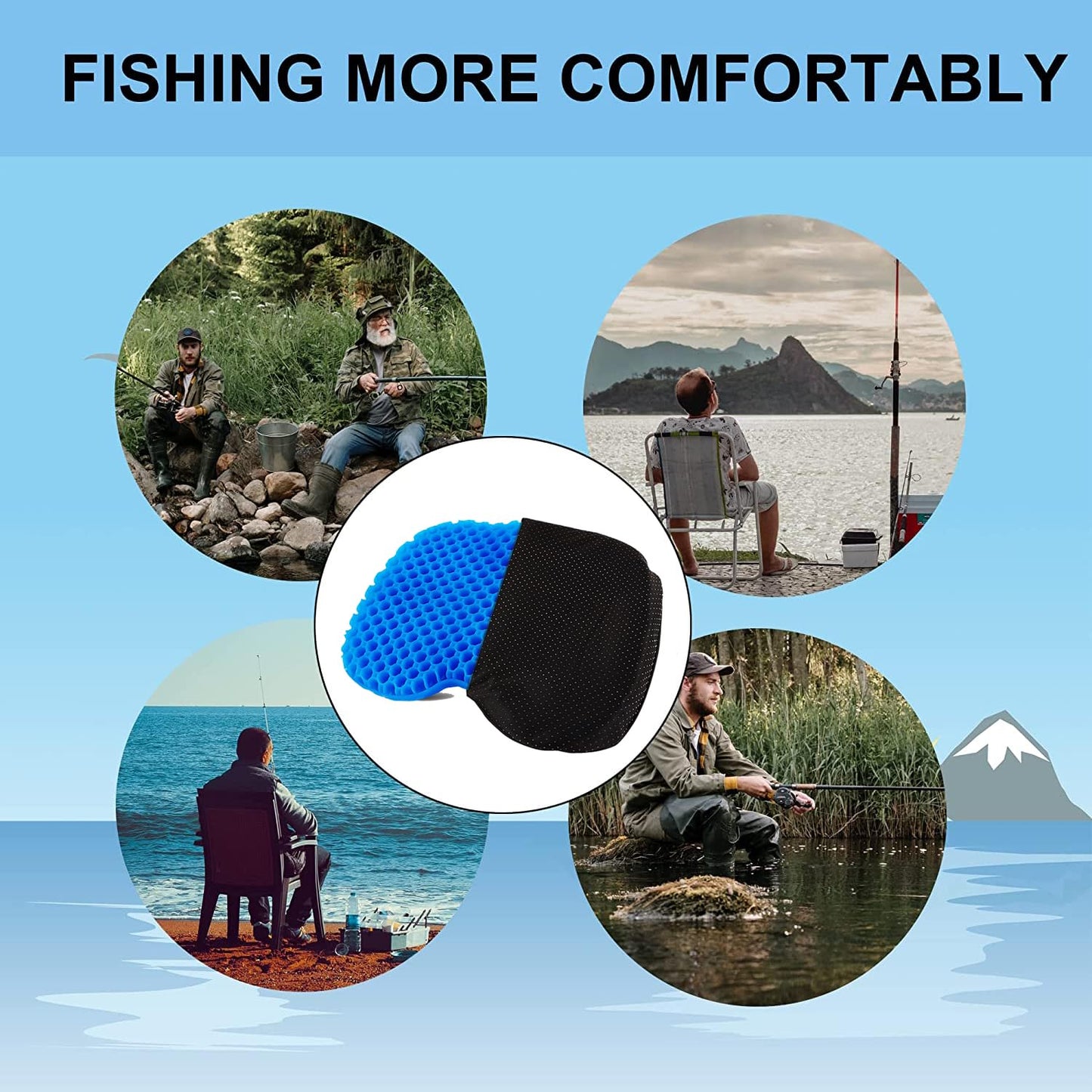 Anti Slip Kayak Seat Cushion for Kayaking,Canoeing,Drifting,Rafting,Fishing and More(15" L 12.2" W 1.02" H)