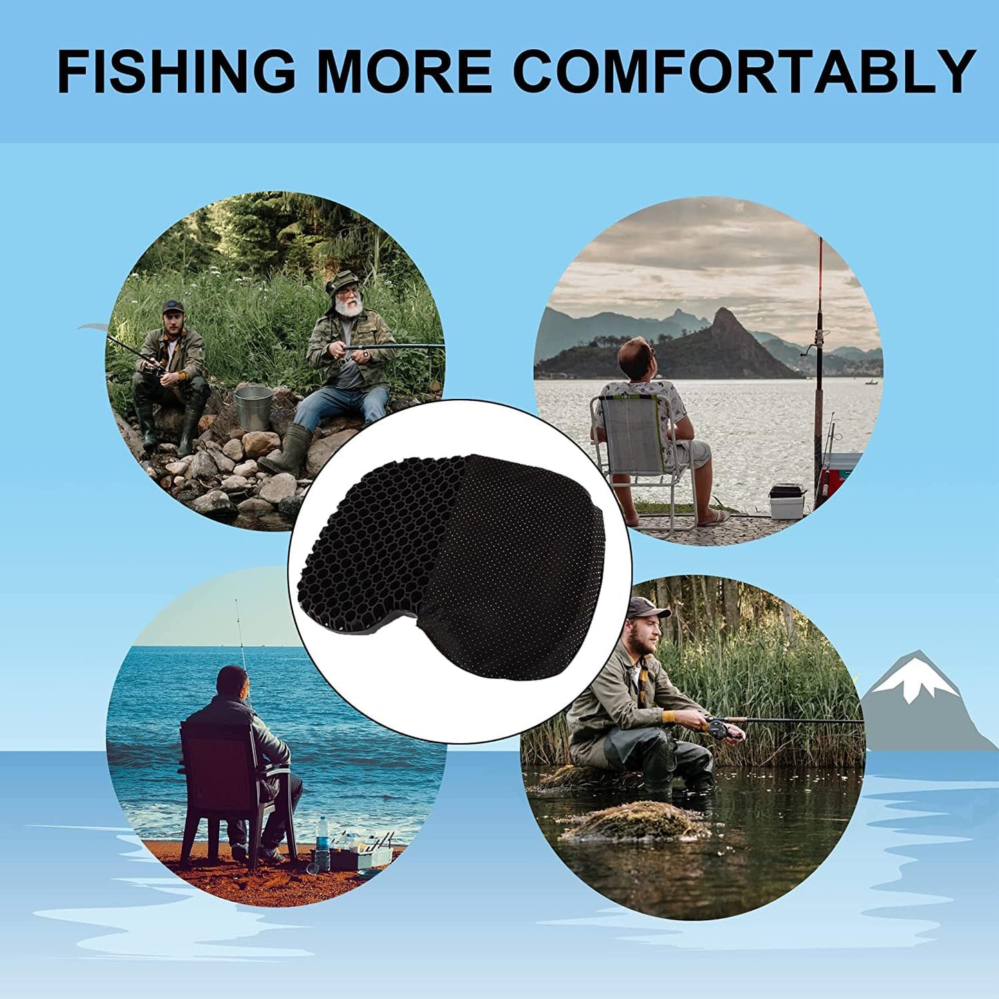 Anti Slip Kayak Seat Cushion for Kayaking,Canoeing,Drifting,Rafting,Fishing and More(15" L 12.2" W 1.02" H)