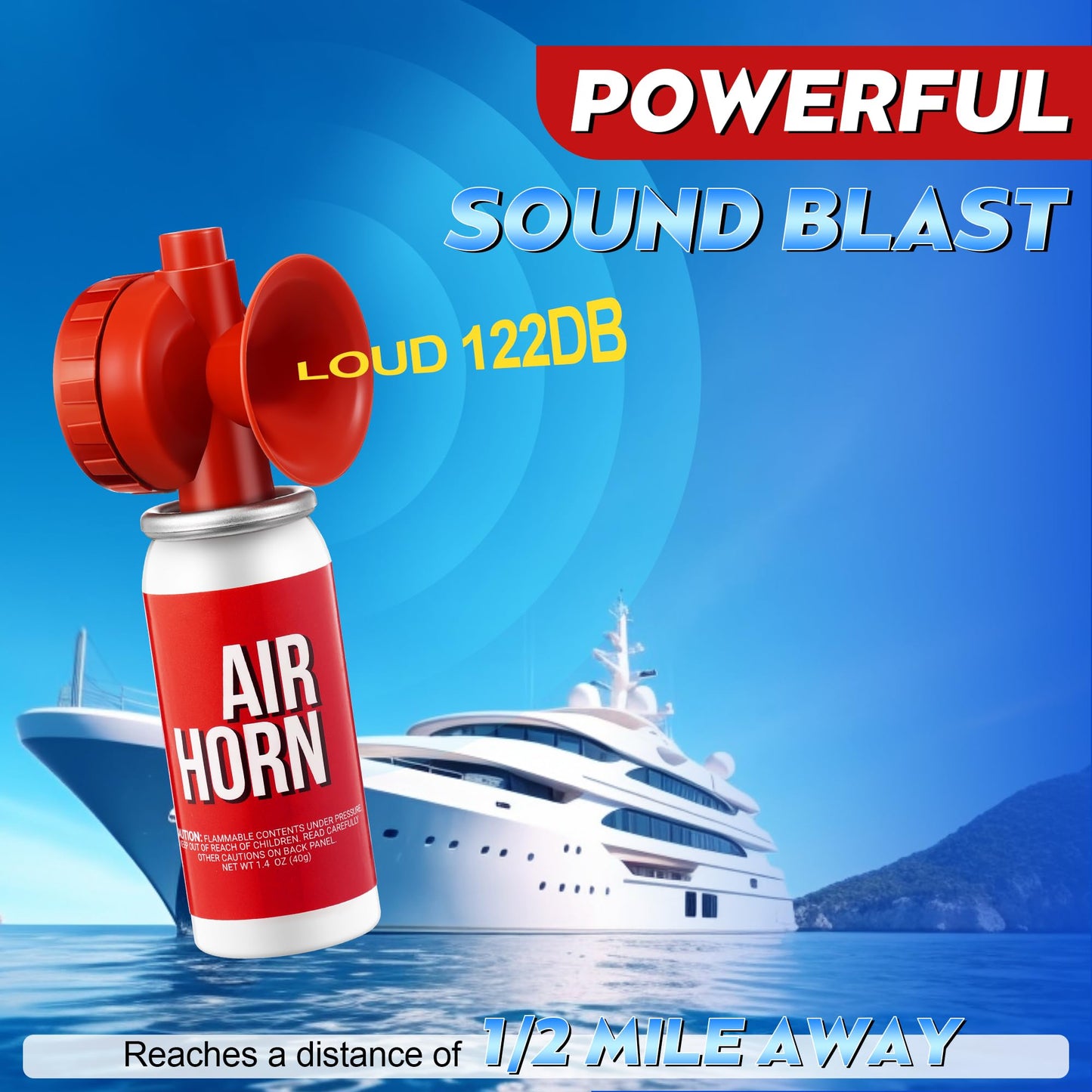 Saillong 1.4oz Boat Air Horn for Safety, Loud Marine Air Horns Can, Mini Small Blow Fog Bear Air Horn, Emergency Use for Sporting Events, Boat, Animal Alarm, Meet Us Coast Guard