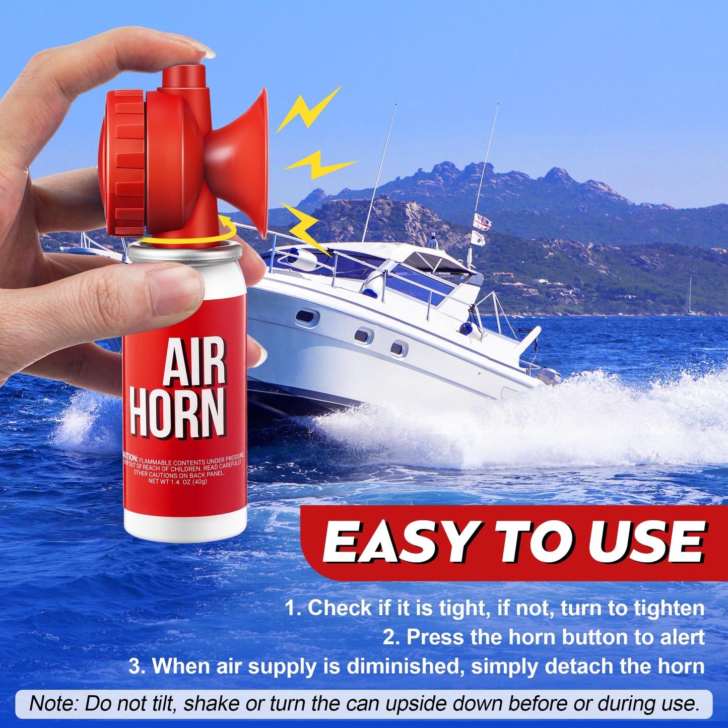 Saillong 1.4oz Boat Air Horn for Safety, Loud Marine Air Horns Can, Mini Small Blow Fog Bear Air Horn, Emergency Use for Sporting Events, Boat, Animal Alarm, Meet Us Coast Guard