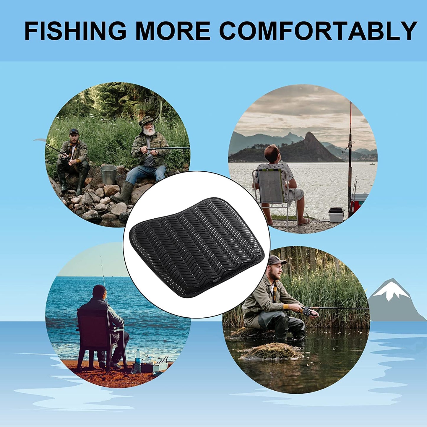 Anti Slip Kayak Seat Cushion for Kayaking,Canoeing,Drifting,Rafting,Fishing and More(15" L 12.2" W 1.02" H)