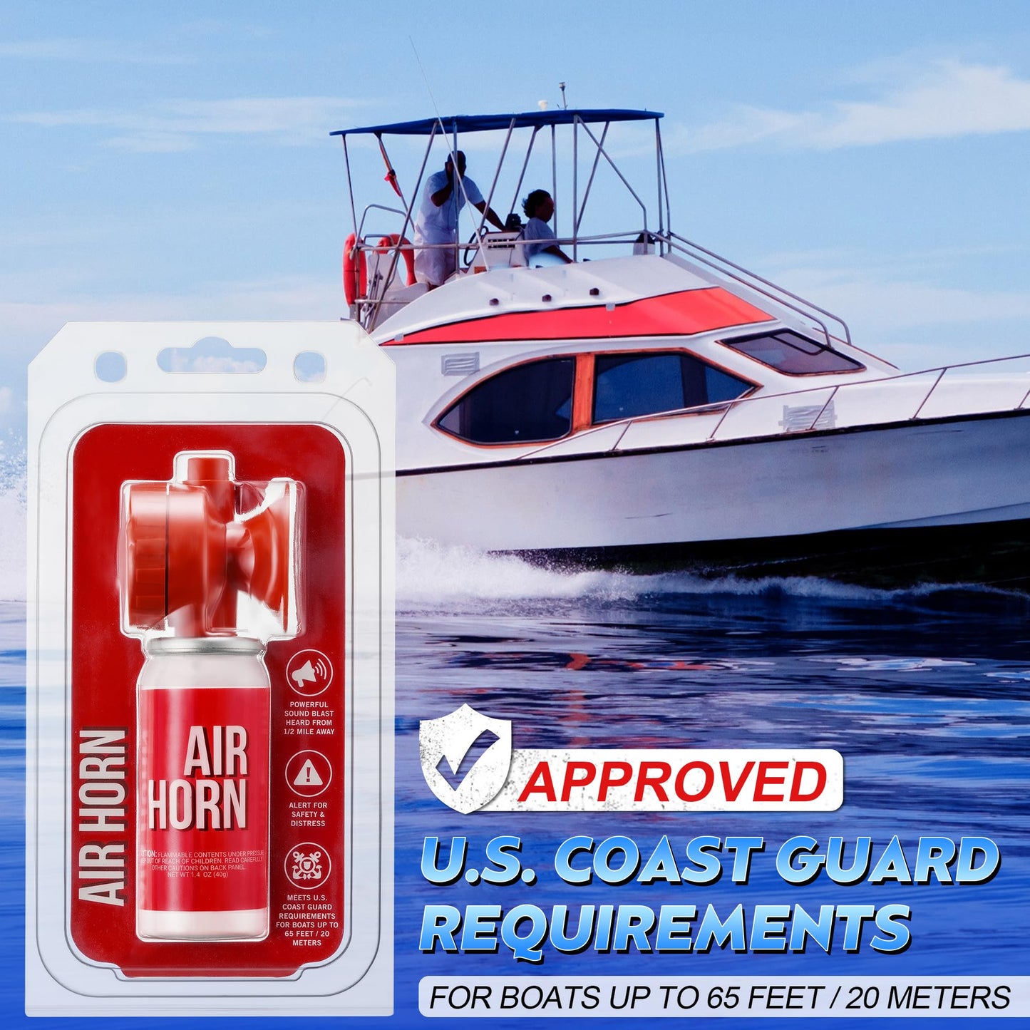 Saillong 1.4oz Boat Air Horn for Safety, Loud Marine Air Horns Can, Mini Small Blow Fog Bear Air Horn, Emergency Use for Sporting Events, Boat, Animal Alarm, Meet Us Coast Guard