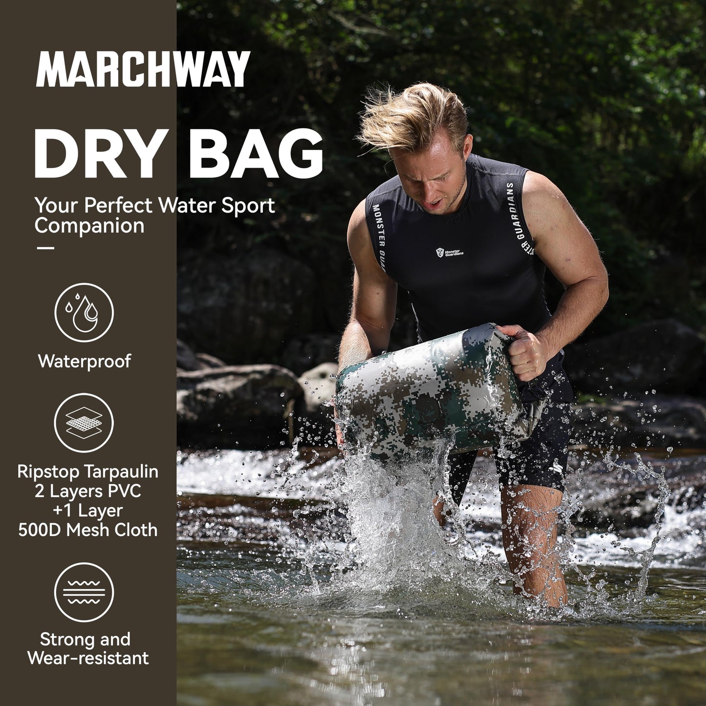 MARCHWAY Floating Waterproof Dry Bag Backpack 5L/10L/20L/30L/40L, Roll Top Sack Keeps Gear Dry for Kayaking, Rafting, Boating, Swimming, Camping, Hiking, Beach, Fishing
