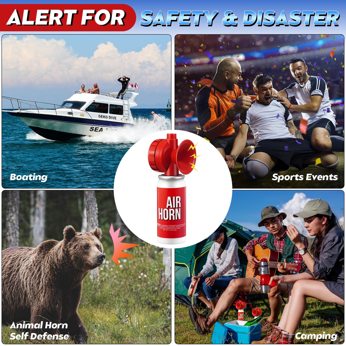 Saillong 1.4oz Boat Air Horn for Safety, Loud Marine Air Horns Can, Mini Small Blow Fog Bear Air Horn, Emergency Use for Sporting Events, Boat, Animal Alarm, Meet Us Coast Guard